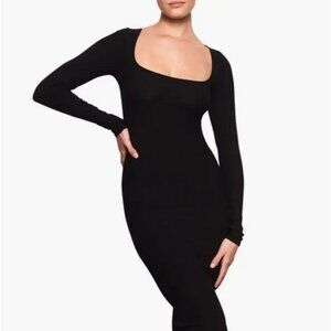Skims Women's Soft Lounge Long Sleeve Dress Onyx, Size M